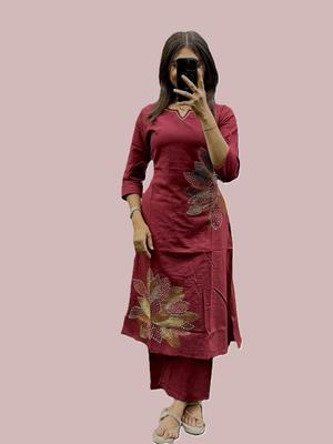 Conjunto de Kurti Pantalón de Algodón de Diseñadora para Mujer India Ropa de Fiesta Bollywood Top Túnica Kurta Palazzo