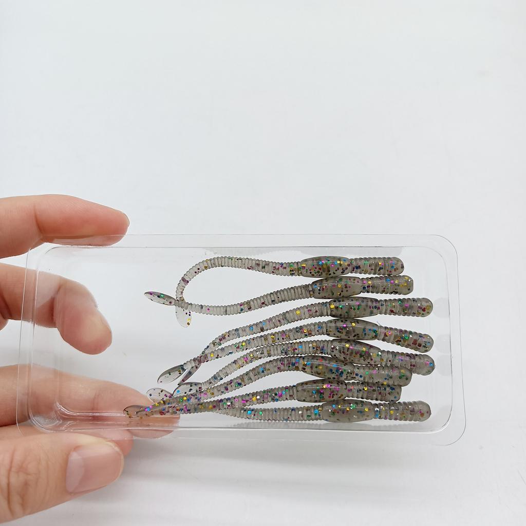 DUODUOYU 8PCS Simulation earthworm Fishing Lures 1.1g/70mm Noodle Worm PVC Artificial Lures Soft Bait Diving Fishing Tackle