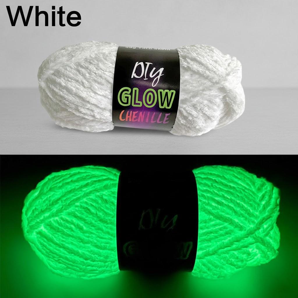 

Glow in Dark Chenille Velvet Yarn 100 Polyester for Knitting Crochet Hand Woven Dolls DIY Crafts белый