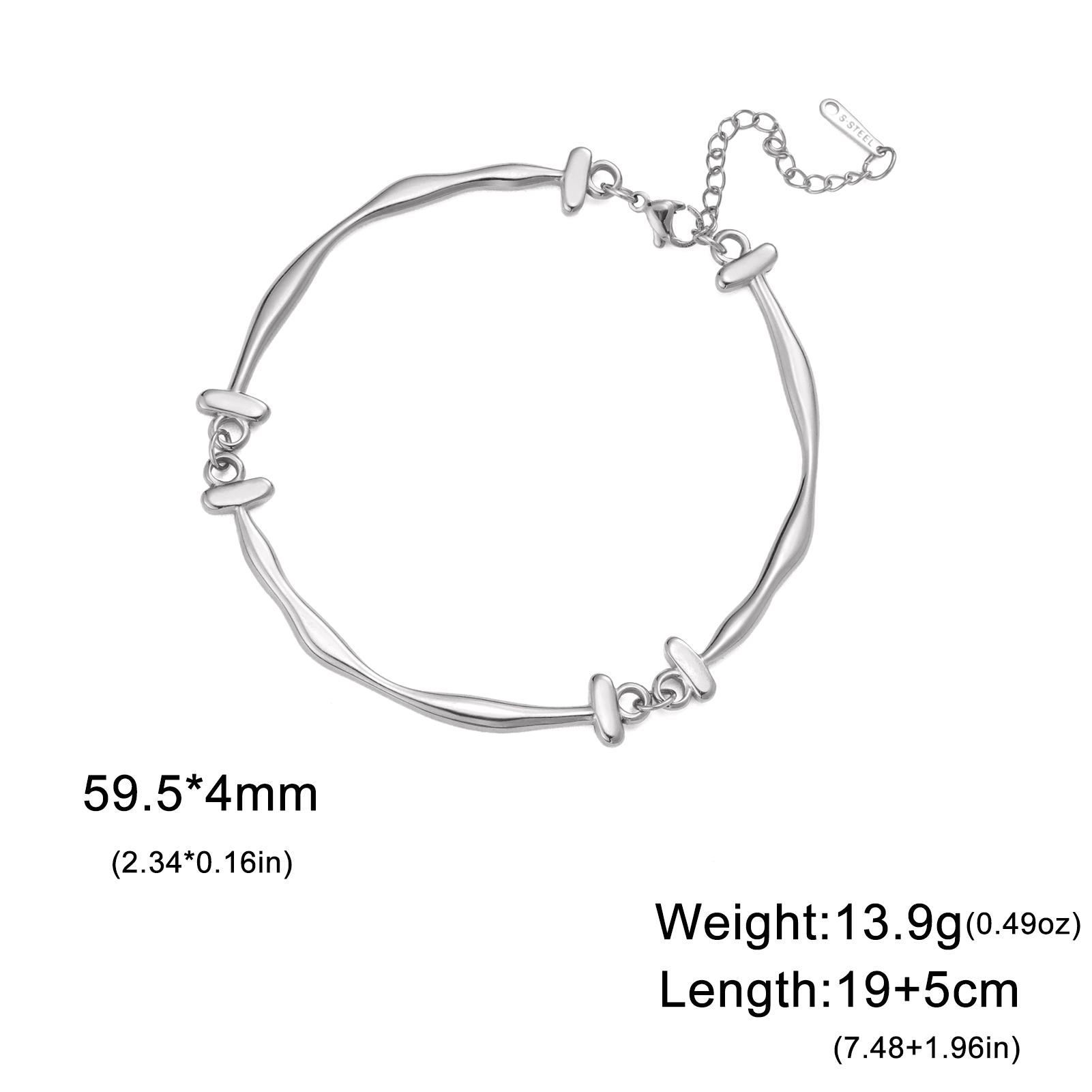 

Teamer Fashion Stainless Steel Chain Bracelet for Official Women Girls Connected Chain Style Minimalist Quality Jewelry Gift New 19-24cm