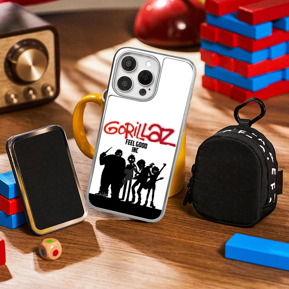 

GorillazS cool band fashion design Phone Case for iPhone 16 15 14 13 12 11 Pro Max Sheepskin Silver-edged protective case iPhone13