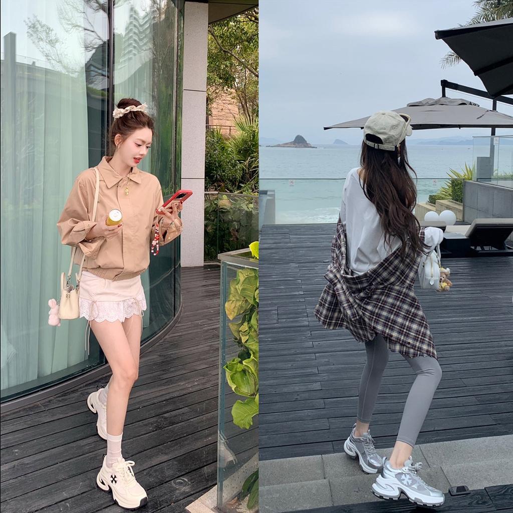 Cowhide Version~ Grape Mother, the Same Style Has an Inner Height Increase of 7cm, Fashionable Height Increase, Lace-up Versatile Casual Sports Shoes,