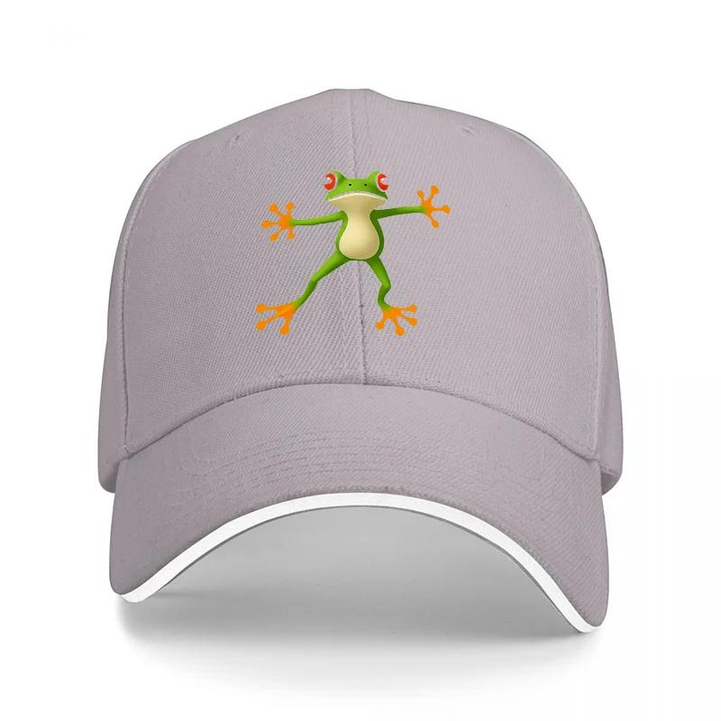 Green Frog Embroidered Black Baseball Cap Adjustable Fit Outdoor Fashion Hat Casual Streetwear Accessory for Men and Women