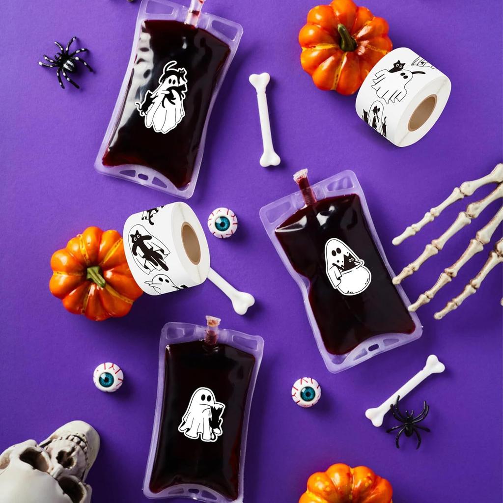 500 Pezzi Rotolo Adesivi Halloween Fantasma Gatto Adesivo Fantasma Gatto Decorativo Decalcomania Artigianato Scrapbooking Chitarra Bottiglia d'Acqua Confezioni Regalo
