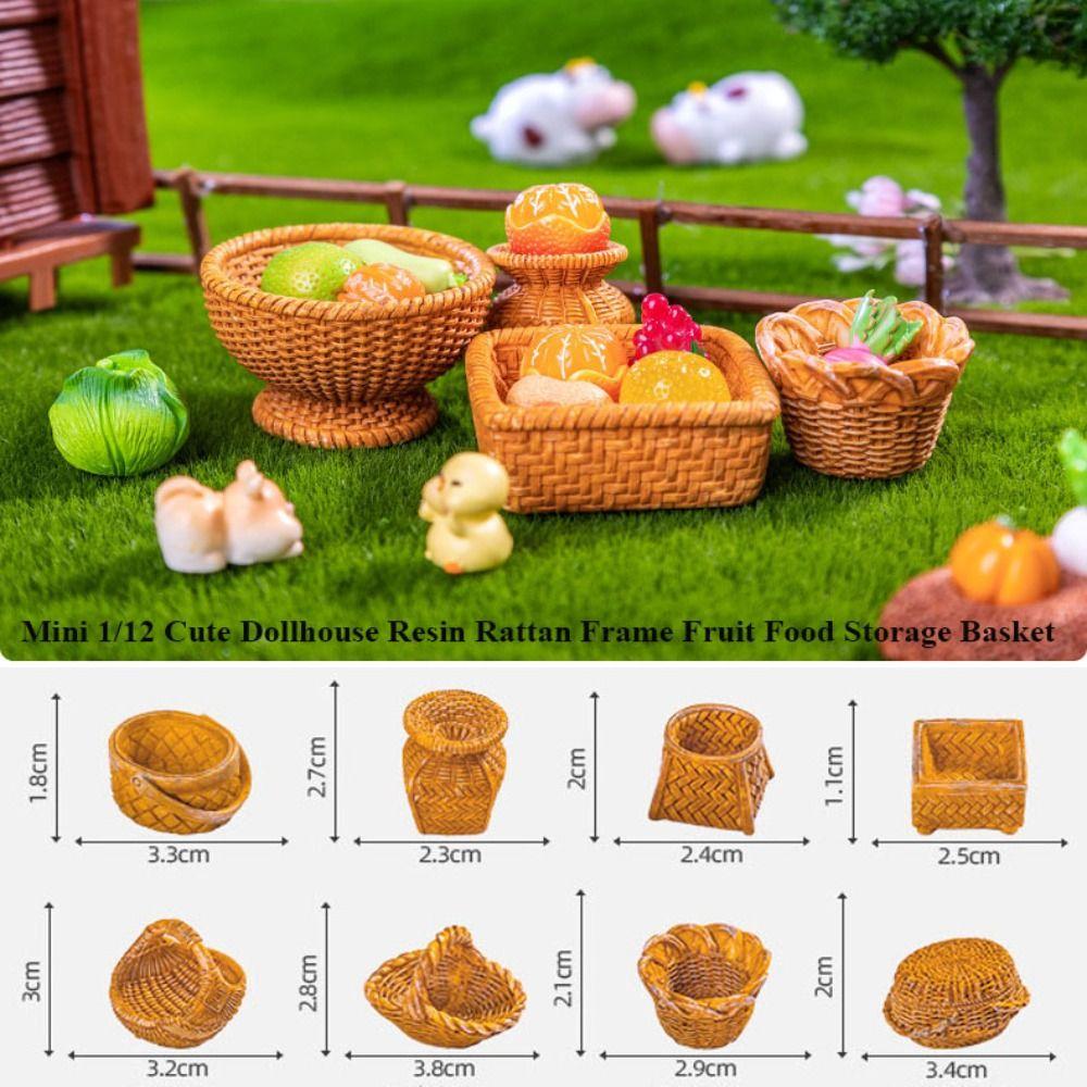 2pcs Mini Fruit Vegetable Food Storage Basket Cute Dolls Miniature Decoration