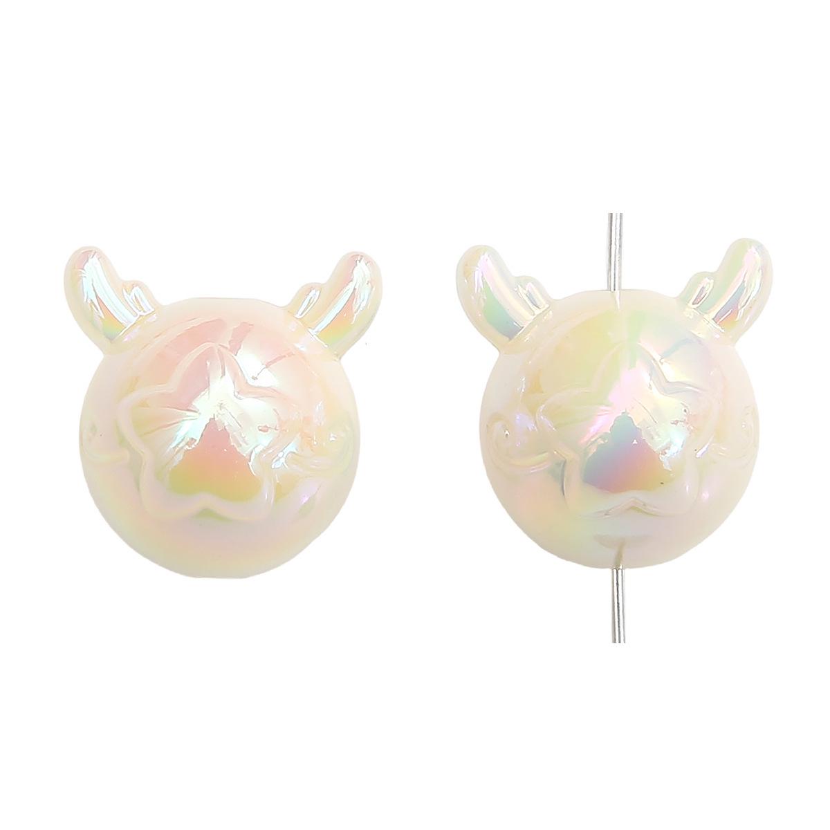 

Acrylic Dragon Horn Bead Cartoon DIY Phone Chain Pendant Accessories for Kids 18x18mm, Hole ~2mm, 2 beads/package бежевый