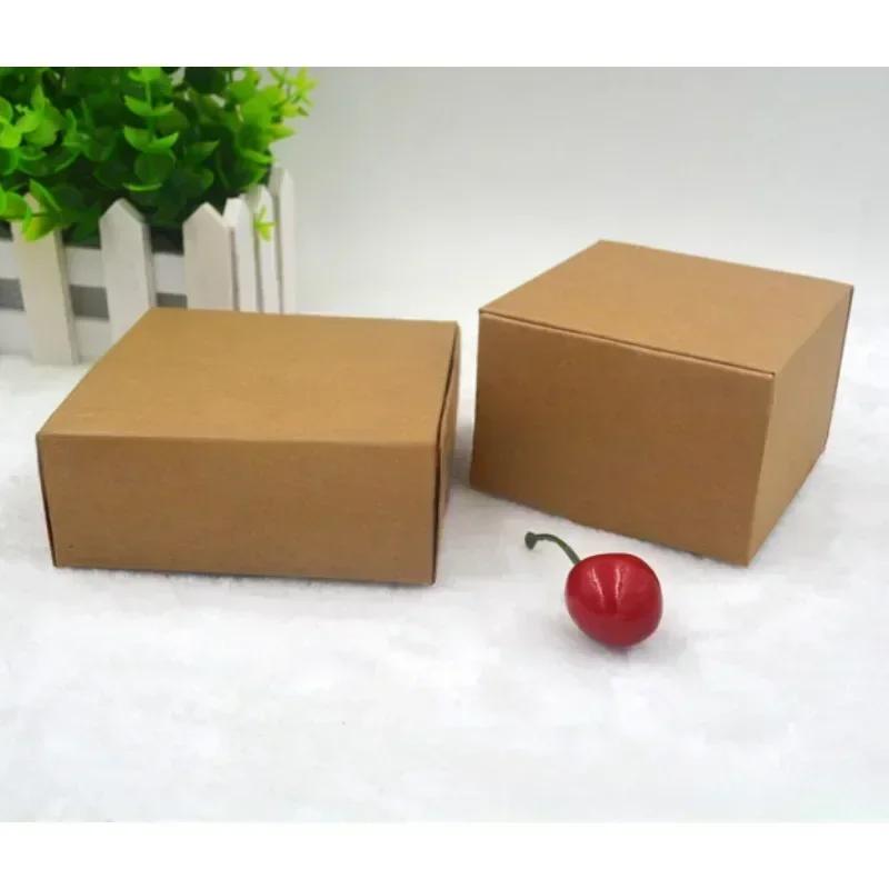 50pcs Paper Jam Packaging Box Cowhide Color Jewelry Candy Packing Fold Aircraft Boxes Durable Strong Packaging Box with Lid