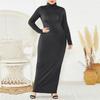 Women's Muslim Plus Size Conservative Turtleneck Color Long Sleeve Dress