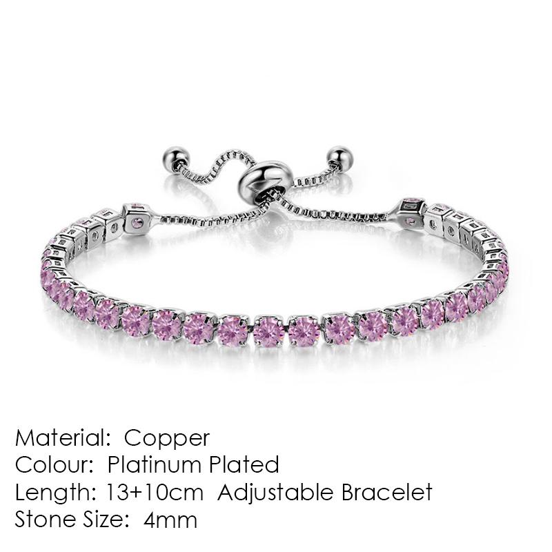 ZHOUYANG Tennis Bracelet For Women Luxury Handy Adjustable 4 Claws Mosaic 4mm Zirconia Rose Gold Color Fashion Jewelry Gift H133