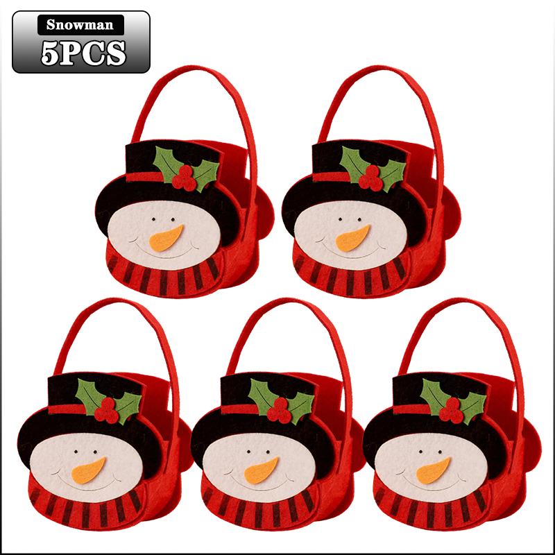 1-10PCS Christmas Felt Candy Bags Cartoon Apple Pouch Santa Sack Kids Gift Packaging Bag Xmas Tree Holiday Decoration