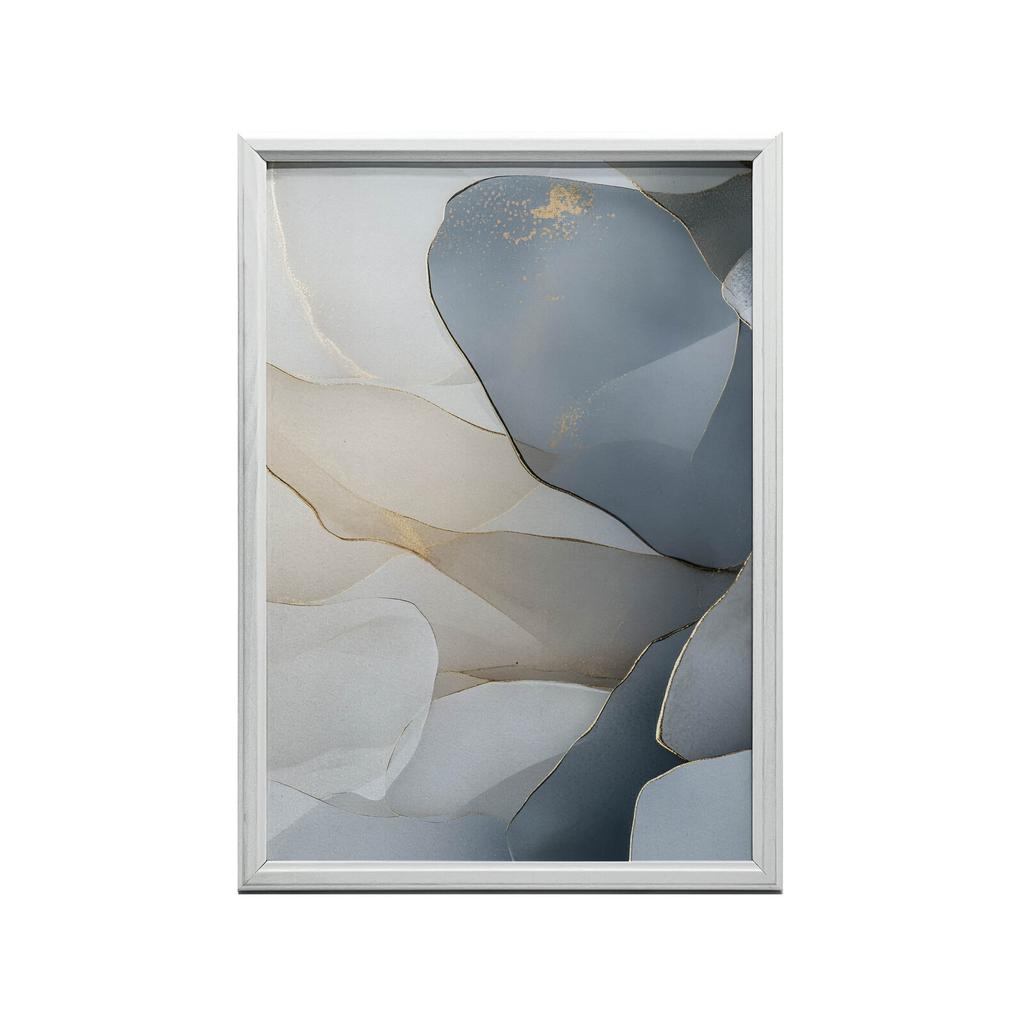 Floral Elegance In Shades of Blue Floral Elegance In Shades of Blue, 50X70 Cm, Black Aluminum Frame, 230 Gsm Matte Paper