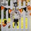 Bone Rattan Decoration Halloween Skeleton Hand Wreath for Front Door, Gothic Spooky Hanging Garland Scary Door Decor with Black Bow And Skulls