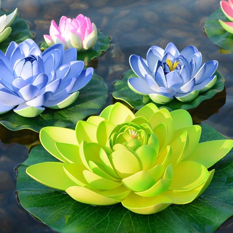 5pcs Realistic Floating Foam Lilies Pad Artificial Water Plant For Pond Pool Fish Tanks Decoration Indoor Outdoor Use