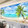 Photo Wall Paper 3D Coconut Tree Beach Seascape Mural Wallpaper Living Room Sofa Bedroom Wall Mural Home Decor