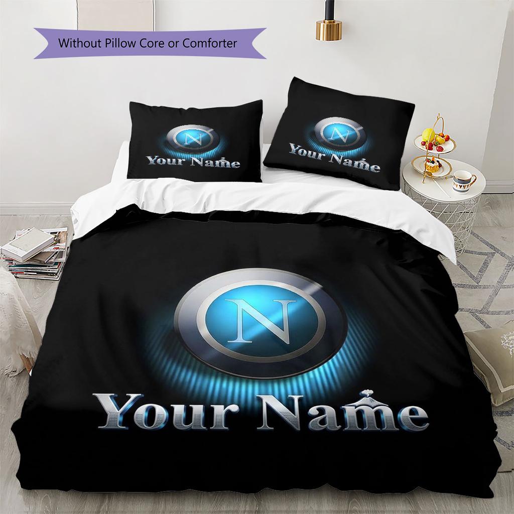 SSC Napoli Custom Name Pattern Bedding,Quilt Set Quilt Cover Pillowcase Home Birthday Gift(1 * duvet cover + 2 * pillowcase, without core)
