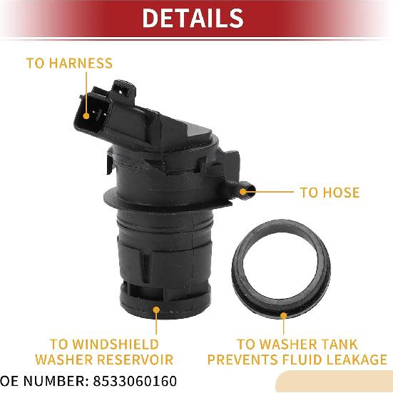 ACROPIX Scheibenwaschpumpe Auto Frontscheibenwaschflüssigkeitspumpe für Toyota Tundra 2007-2016 mit Dichtung - 1 Stück