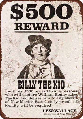 Reward for Billy The Kid Large Tin Sign Aluminum 20x30cm（7.8x11.8inch）