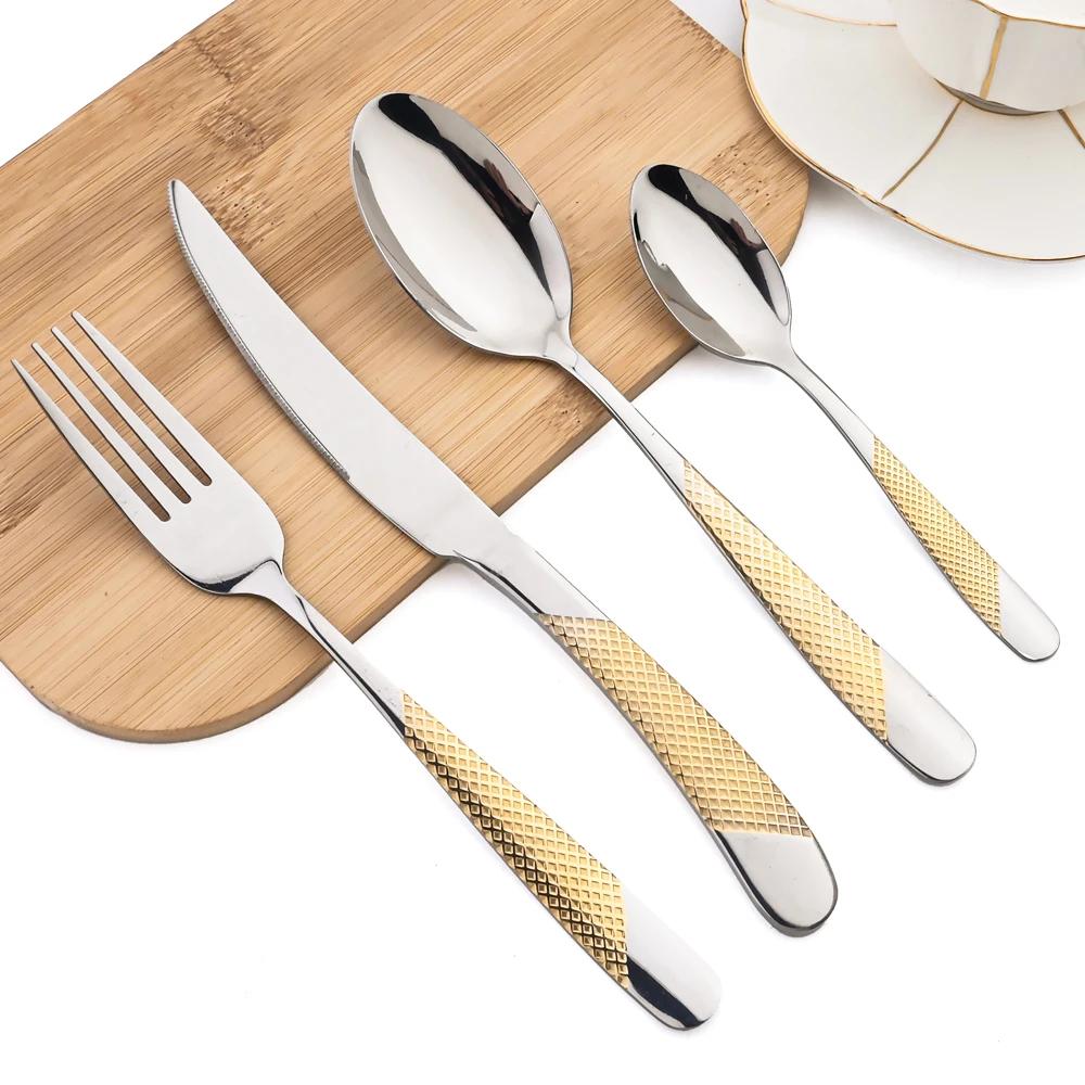 16 Pieces Cutlery Set Western Tableware Stainless Steel Black Elegant Dinner Set Mirror Knife Fork Spoon Kitchen Utensils