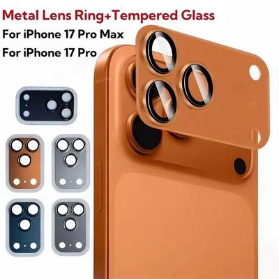 Metal Tempered Glass Lens Protector Full Cover Orange Camera Lens Cover Anti Scratch for iPhone 17Pro/17 Pro Max