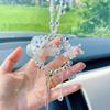Women S Crystal Flower Car Rearview Mirror Pendant Car Decoration