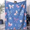 Süße Sternen-Schmetterlings-Schleife Ganzkörper-Druckdecke Warm Gemütlich Tragbar Flanelldecke für Zuhause Camping Reisen Geschenk für Mädchen Jungen