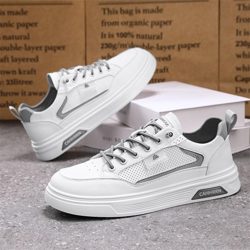 

Кожаные белые туфли мужские 2025 весна новые повседневные туфли на плоской подошве универсальные мужские туфли студенческие туфли для серфинга прилив четыре сезона 39