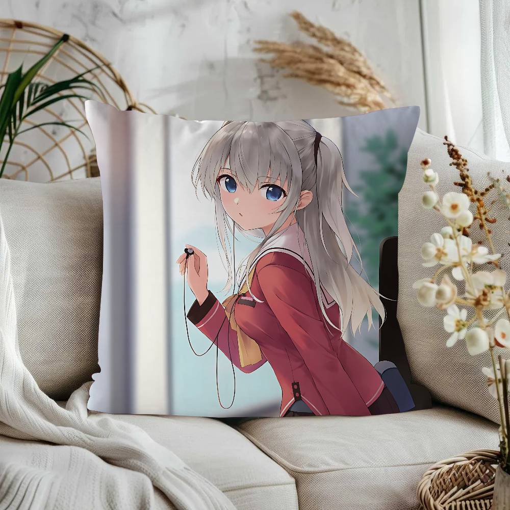 Charlotte Tomori Nao Anime Cushion Cover 30x50 Polyester Sofa Cushions Decorative Throw Pillows Home Decoration Pillowcover