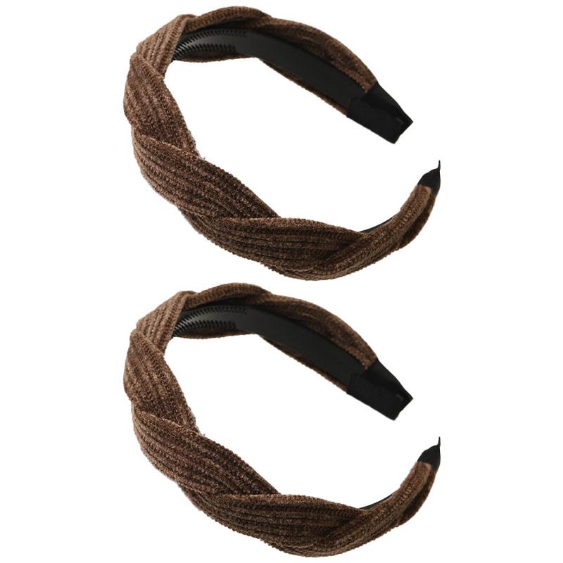 New Simple Wide Side Edge Fabric Hair Band Women Fashion Korean Retro Braided Headband Solid Knot Hoop Girls Hair Accessories