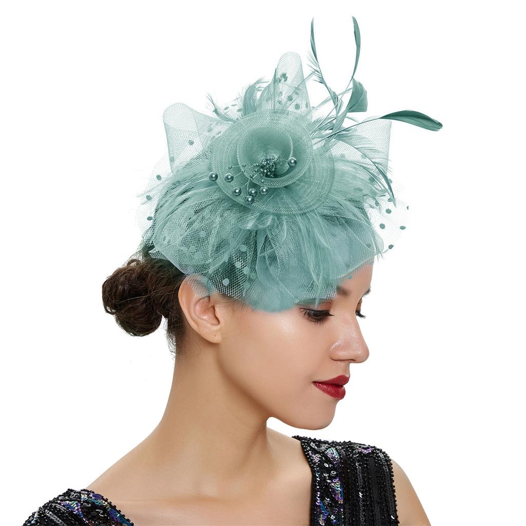 Feather Headpiece Women Mesh Hat Hair Band Headband Wedding Accessories Feather Headband Hat Party Hairpiece