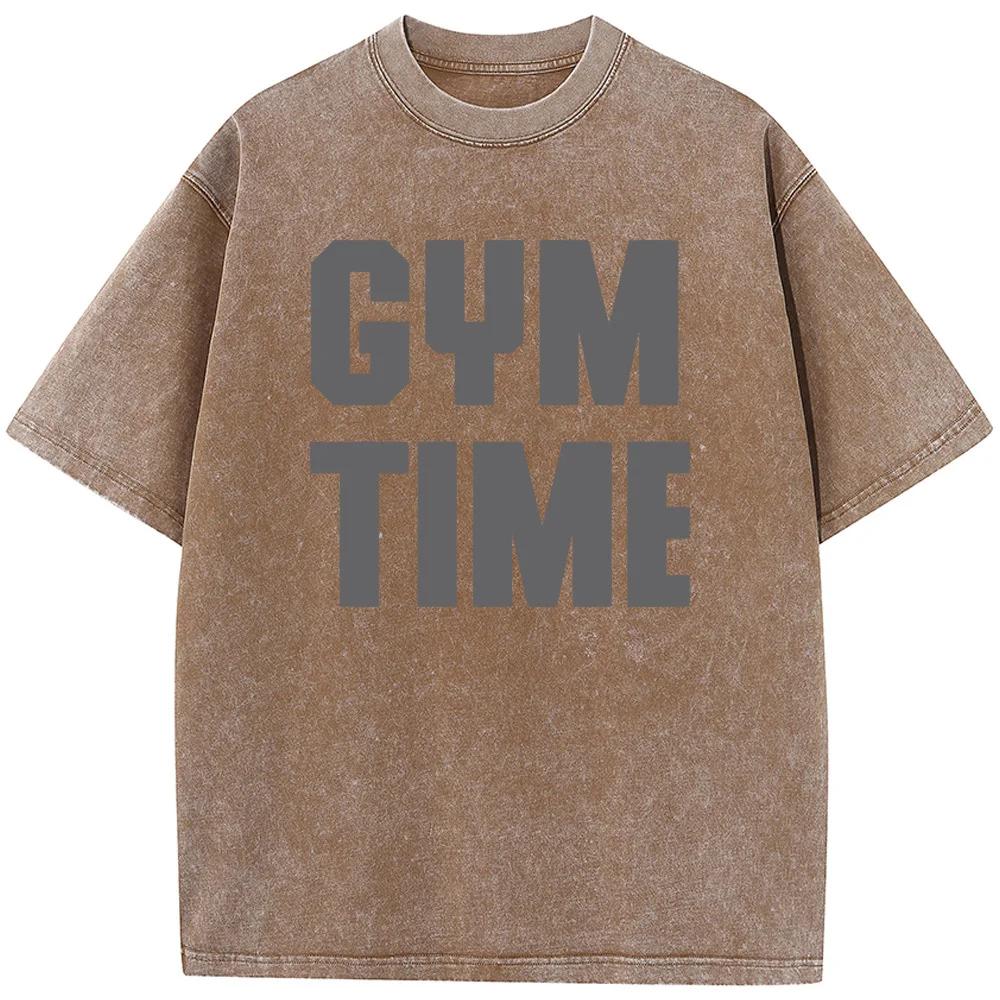 Vīriešu Fitnesa Laika Krekls ar Īsām Piedurknēm Vīriešiem Sievietēm Ikdienas Liela Izmēra T-krekls 90. gadu vintage unisex mazgāts vecs T-krekls