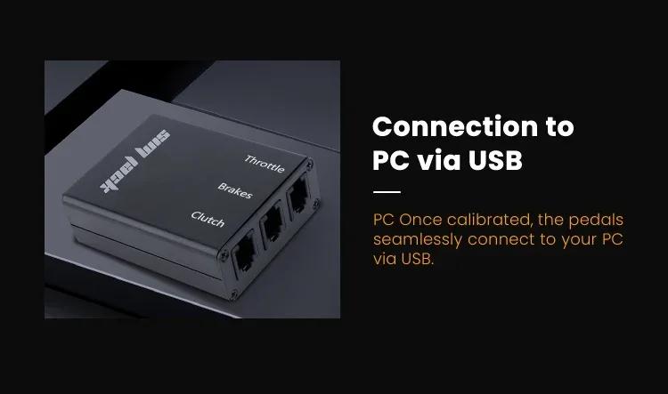 Pedály SIMJACK PRO, Závodní pedály pro simulátory, Závodní simulátor pro PC, Tlakový senzor, Snímač zatížení, HE Hydraulický pedál