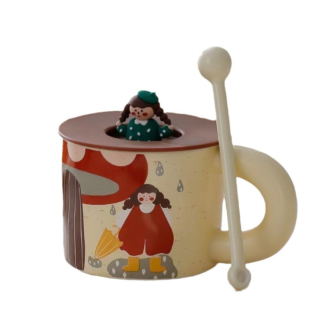 

Милая кружка для девочек, офисная чашка для воды, кофейная чашка, креативная керамическая чашка, мультяшная чашка для девочек, сувенир 401-500ml