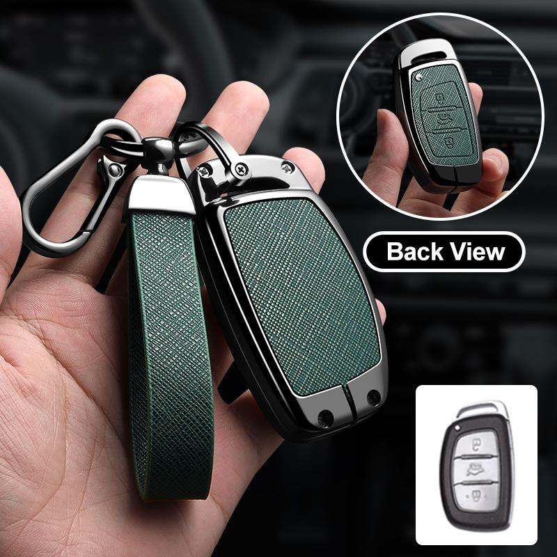 Zinc Alloy Leather For Hyundai Ix35 I40 I20 I10 Tucson Elantra Creta Sonata Ioniq Accent Creata Smart Remote Cover Car Key Case