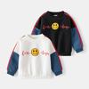 Spring New Children's Smiley Sweater Boys Splicing Jacket Baby Round Neck Pullover Top