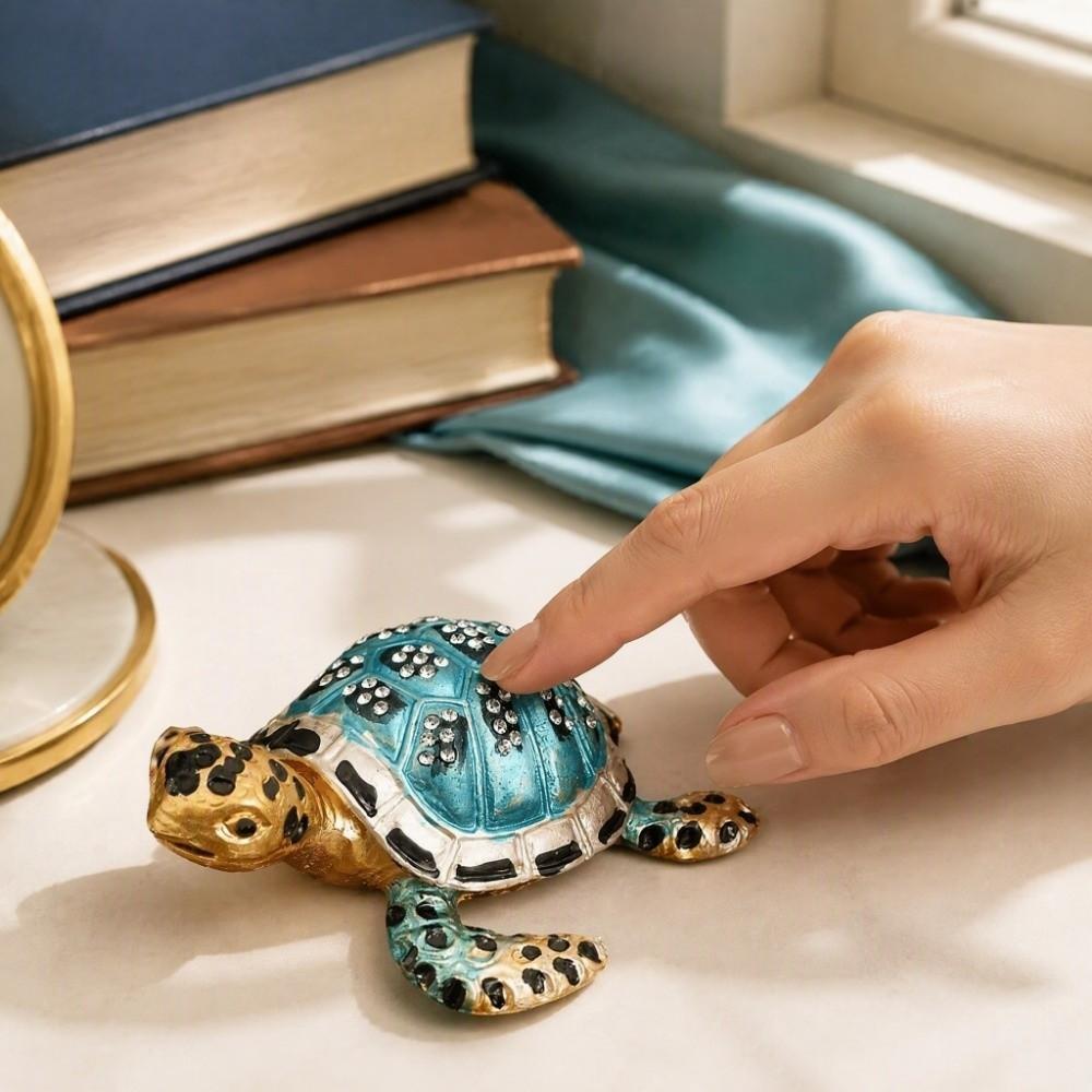 Zinc Alloy Material Turtle Trinket Boxes Two Color Option Jewelry Trinket Boxes Home Decoration