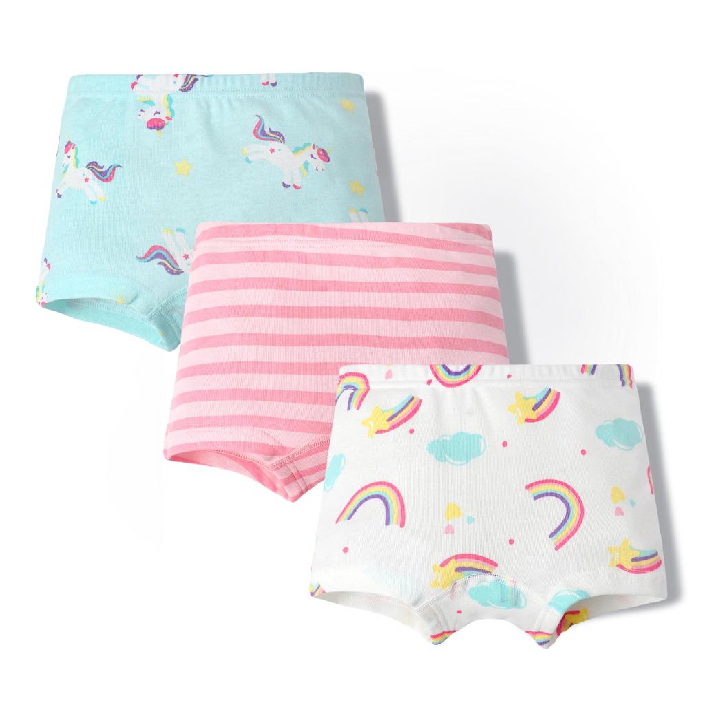 Girls' Pure Cotton Cartoon Boxer Briefs - Breathable School Shorts
