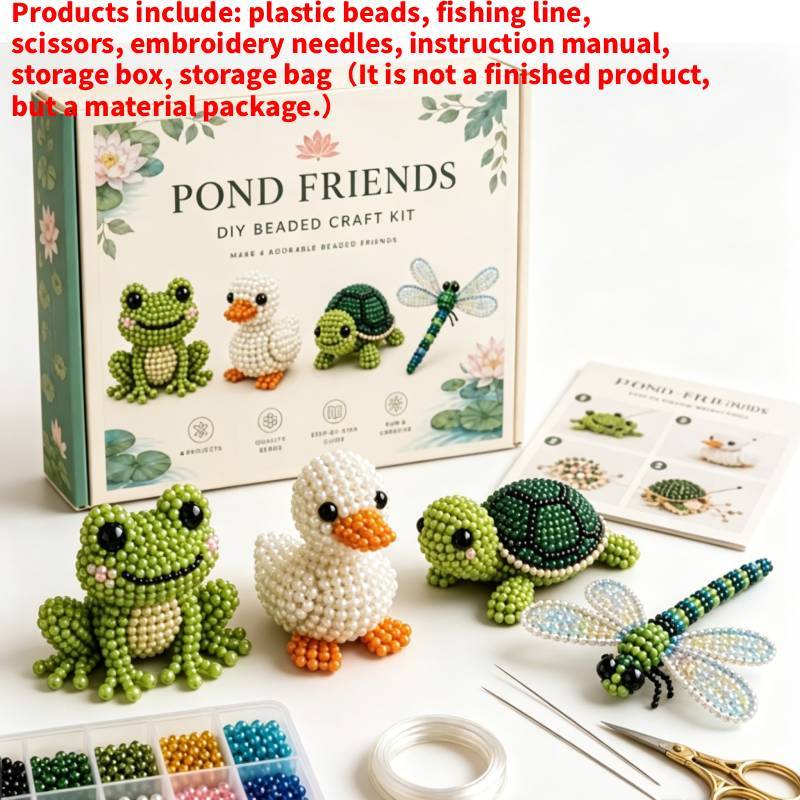 Kleines 3D-Tier-Bastelset mit Perlen und Kunststoffmaterialien für DIY-Tierdekoration und Kinderkreativität