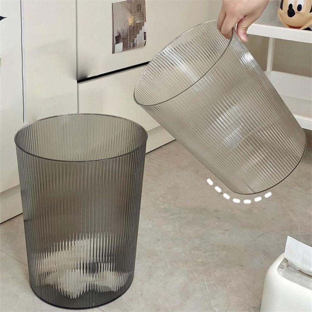 Large Capacity Waste Bin Striped Garbage Container Creative Plastic Trash Can  Kitchen