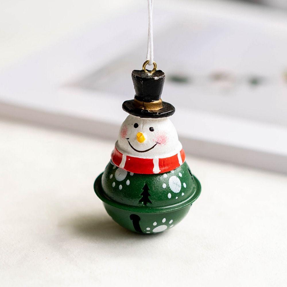 Iron Art Christmas Santa Bell Pendant Cute Xmas Tree Ornaments Snowman Bell Pendant  Christmas