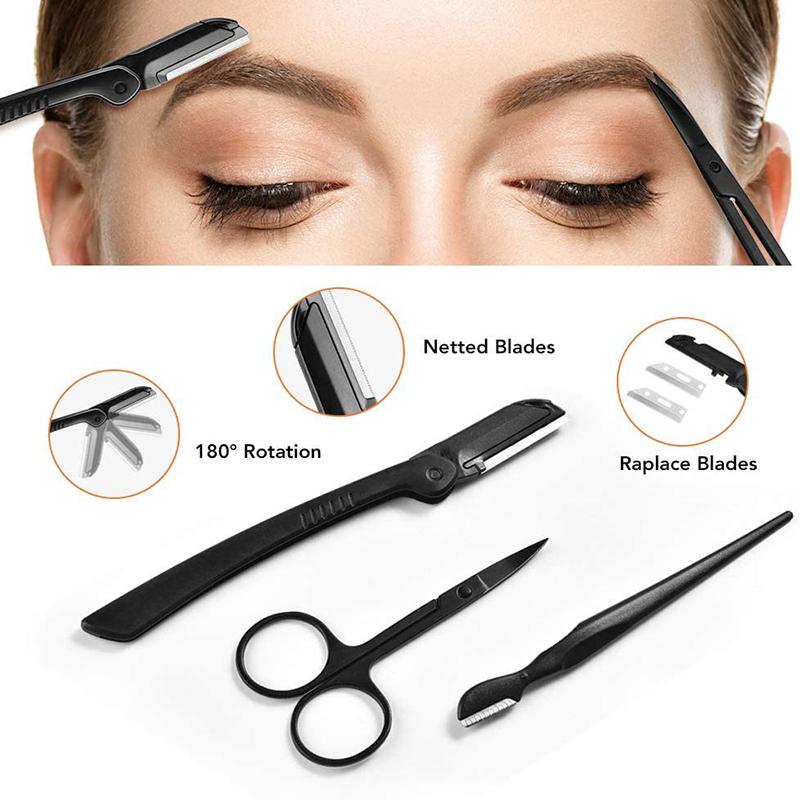 2023 New Eyebrow Trimmer Set Scissors Tweezers Eyebrow Razor Scraping Eyebrow Comb Razor Eyebrow Clip Makeup Tools Sets