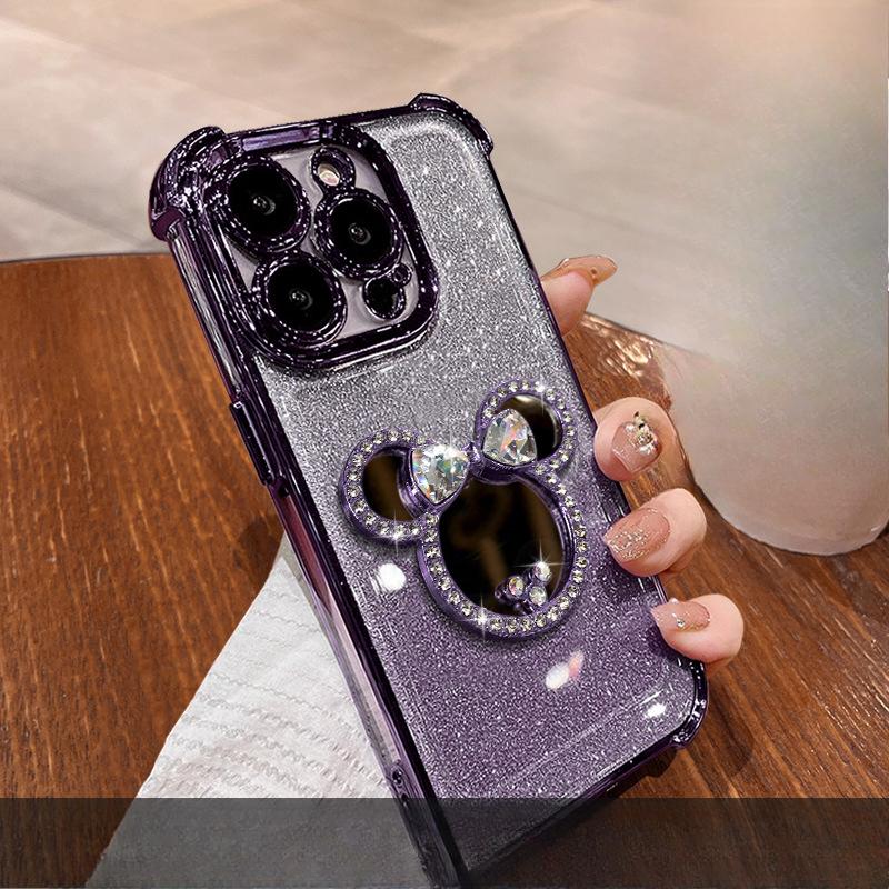 Lustrzana mysz odpowiednia dla iPhone'a 16 Etui na iPhone'a 15promax Galwanizowane Odporne na upadki 14 Wysokiej klasy Wyczucie 13 Uchwyt