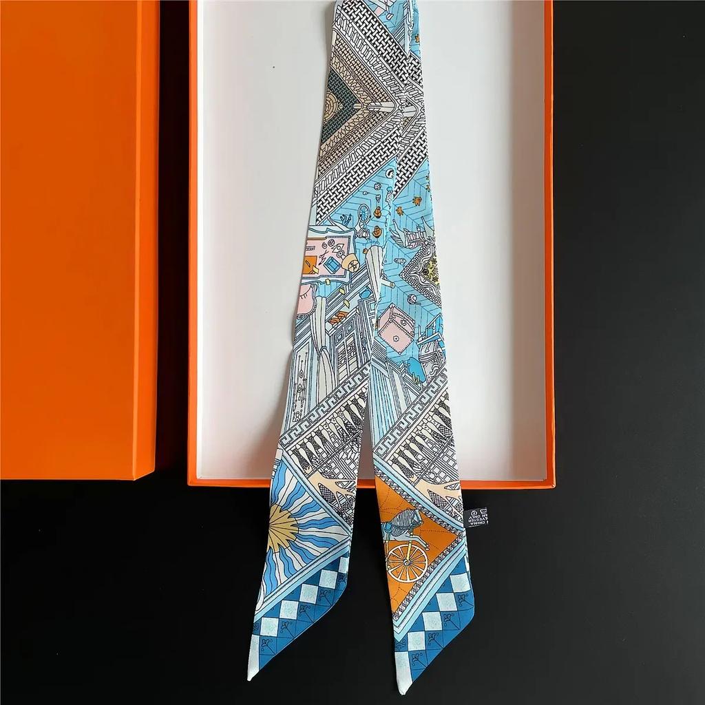 Long Lady Bag Silk Scarf Skinny Neck Hair Scarfs For Women Band Headwear Handbag Tie Ribbons  New Handle Wraps Summer