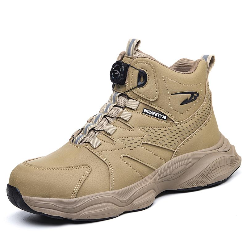 

Новые рабочие ботинки с поворотной кнопкой, мужские, защитные, противоударные, устойчивые к проколам, ботинки для защиты, модные ботинки со стальным подноском 38