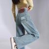 2025 Women's Light Wash Ripped Jeans: High Waist, Loose, Straight Leg, Floor-Length, Thin Summer Casual Pants