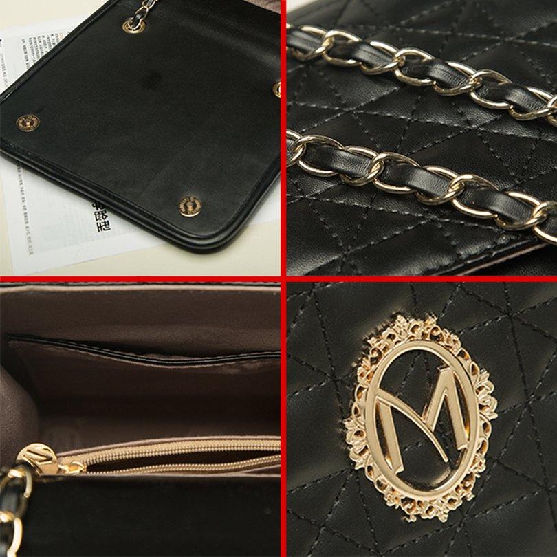 Mujeres Girls Bordado enrejado Hombro Mensajero Dual Cadena Crossbody Bolsa Mujeres Girls Bordado enrejado Hombro Mensajero Dual Cadena Crossbody Bolsa