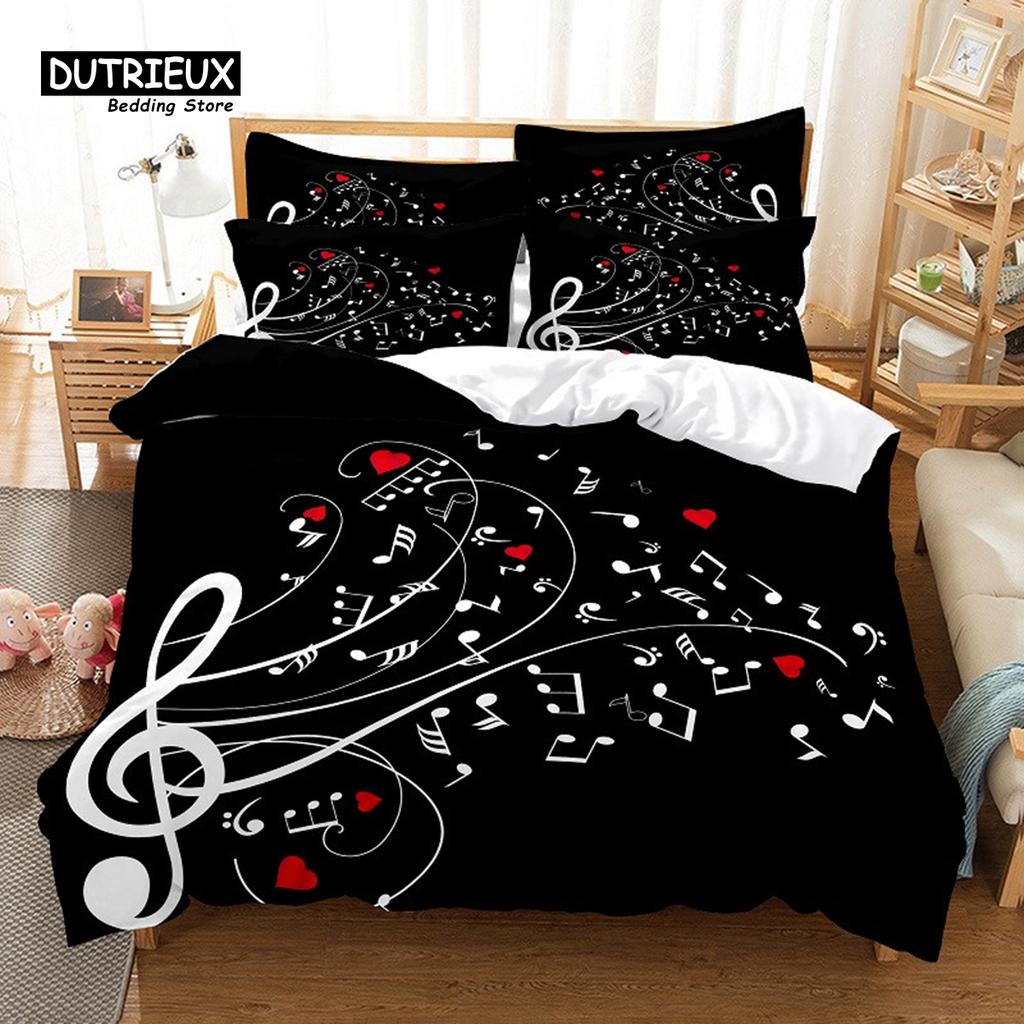 Music Duvet Cover Set, Fashion Bedding Set, Soft Comfortable Breathable Duvet Cover, For Bedroom Guest Room Decor