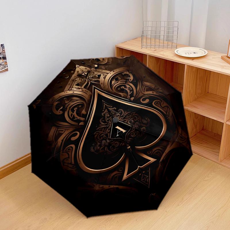 

1 PC Automatic Folding Umbrella - Retro style Pattern, Portable & Foldable Design with 8 Ribs, Christmas Birthday Gifts