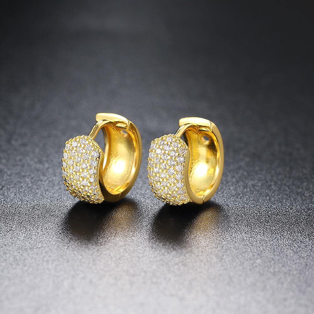 Women's Earrings Round Retro Hoops Jewelry Gold Color Zircon Small Ear Ring Vintage Female Accessories LAMOON