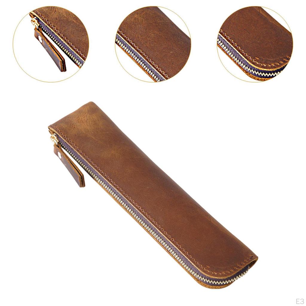 PU Leather Pencil Holder Sleeve Bag Cosmetic Wear Resistant for Birthday Gifts 7.8x1.7inch