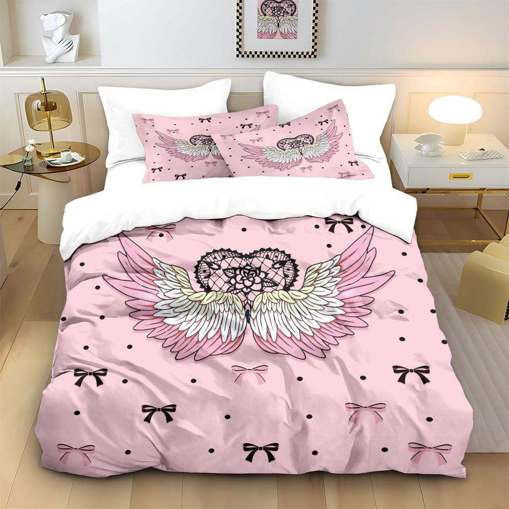 Bedding Three-Piece Wing 3D Printing Pillowcase Quilt Cover Creative Home Textile Spot
